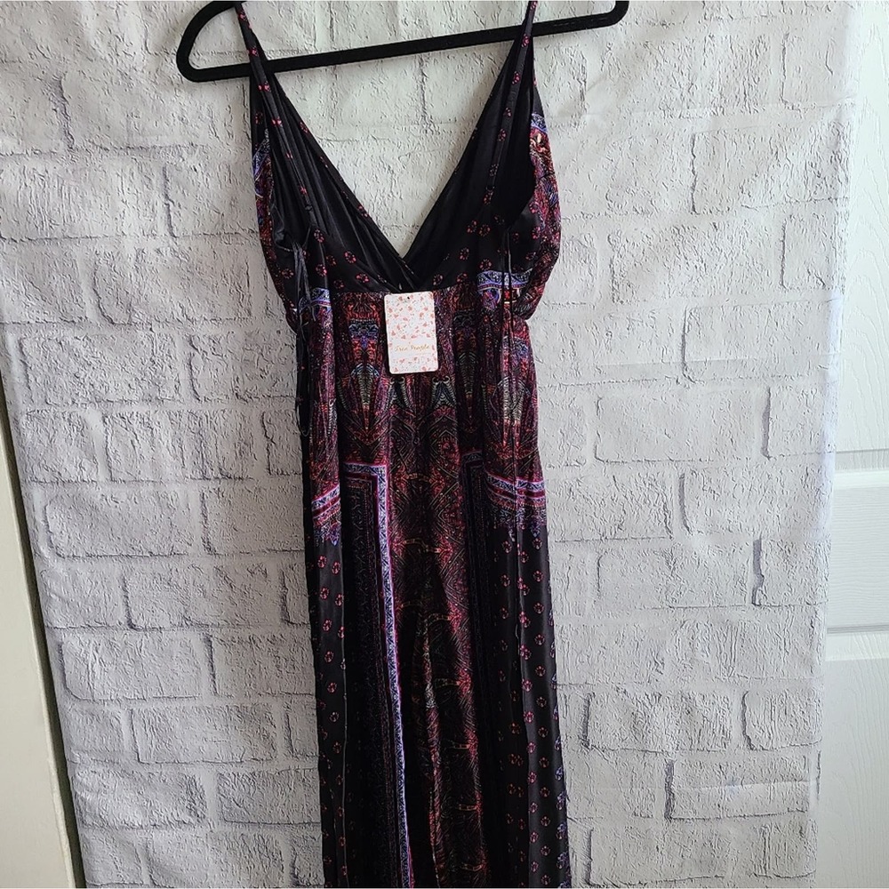 Free People Cabbage Panther Rose Black Wide Leg Jumpsuit NWT SZ XS - Picture 3 of 12